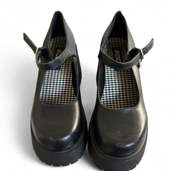 Y2K SUPER chunky Black Mary Jane Platform‎ Charm Sandals Heels 6.5. - Picture 3 of 8